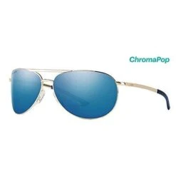 SMITH OPTICS Smith Serpico Slim 2 ChromaPop Polarized Sunglasses, Gold, Blue Mirror Lens